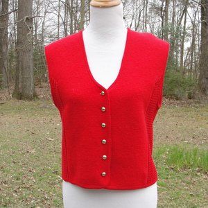 Vintage Tally-Ho Red Boiled Wool Vest  - Size M
